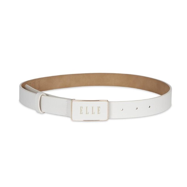 Elle Women's/Ladie's Paris Saffiano Plate Buckle Chic Fashion Belt White M
