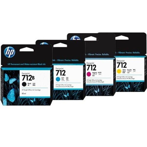 HP No 712 BK, C, M, Y Set of 4 Inkjet Cartridges