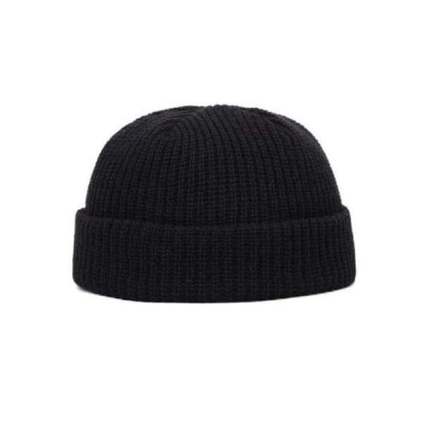 Knitted Docker Skull Cap Stylish Mini Beanie for All Black