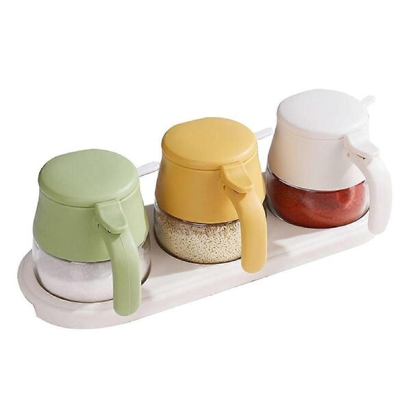 Spice Racks, Clear Glass Seasoning Box with Cover and Spoon, Kitchen Seasoning Box Seasoning Storage Container, Spice Storage Case for Home Restaurant