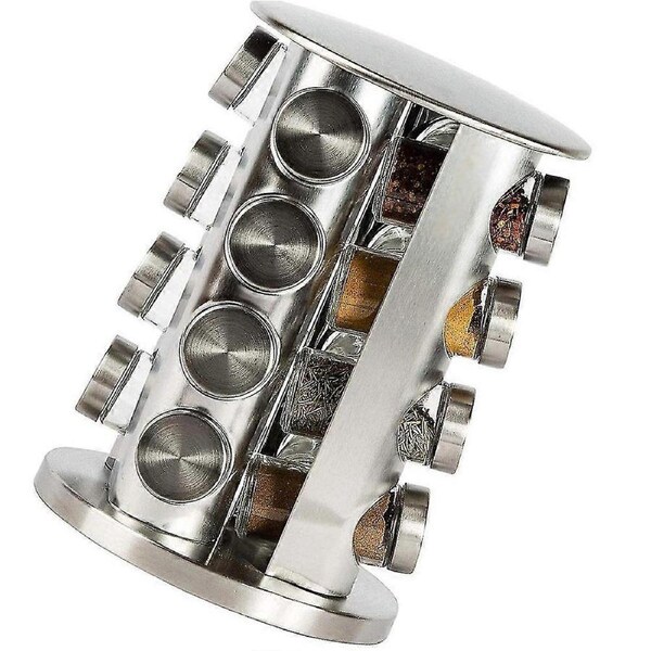 Revolving Countertop Spice Rack Stainless Steel Seasoning Storage