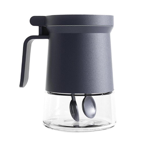 Seasoning Bottles with 2pcs Spoon Clear Glass Spice Jars Large Capcacity Kitchen Seasonning Storage Box