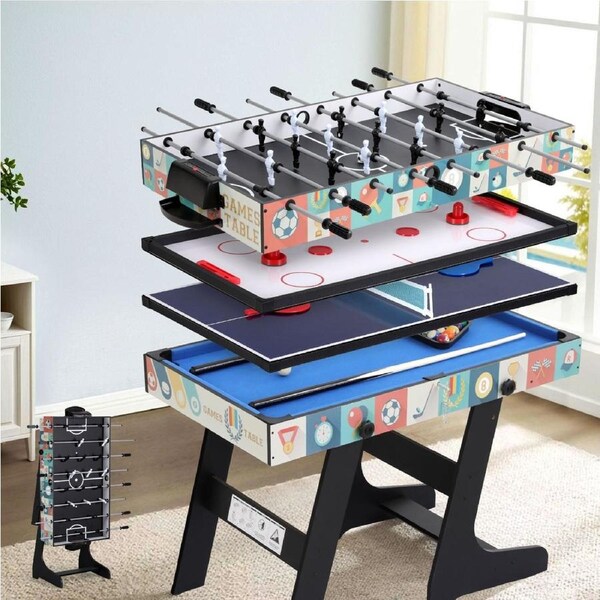 4-In-1 Soccer Table Foldable Game Foosball Table Tennis Pool Hockey Tables 4FT
