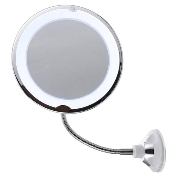 Salesbay 10X Magnifying LED Makeup Mirror with Light Suction Cup Flexible Arm 7"