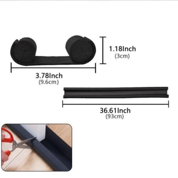 Double Sided Door Snake Draft Stopper Seal Black 1pc