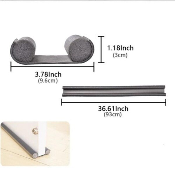 Double Sided Door Snake Draft Stopper Seal Grey 1pc