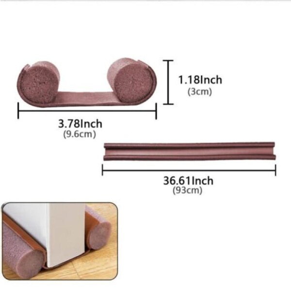 Double Sided Door Snake Draft Stopper Seal Brown 1pc