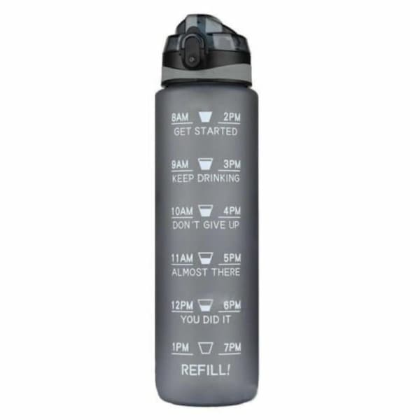 1L Motivational Water Bottle Grey