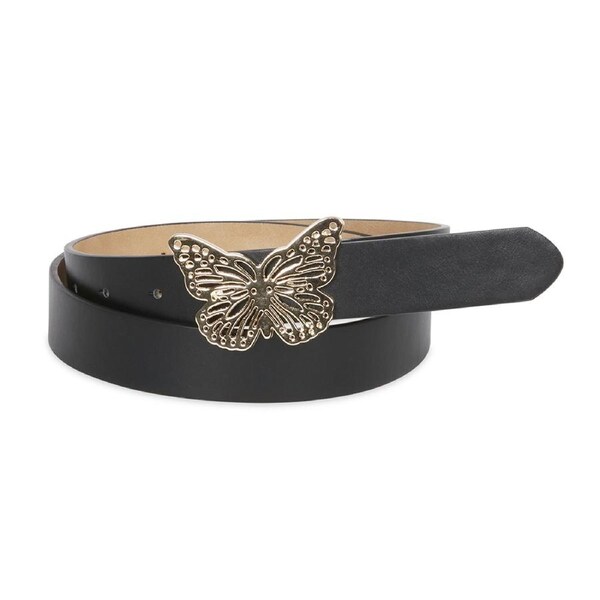 Elle Women's/Ladie's Fleur Butterfly Buckle Chic Fashion Belt Black S