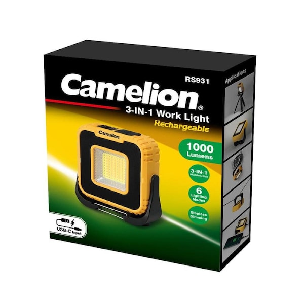 Camelion RS931 3-in-1 Multifunction Rechargeable Work Light 100lm Yellow