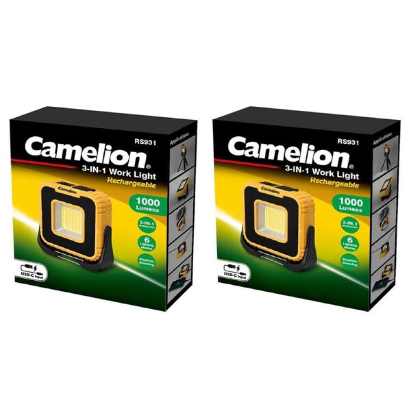 2PK Camelion RS931 3-in-1 Multifunction Rechargeable Work Light 100lm Yellow