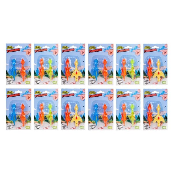 12x Dino Island Squishy Stretchy Rubber Flingers 10.4x3.3cm Dinos Assorted 3y+