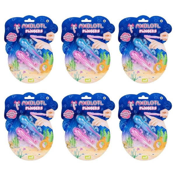 6x 2pc Axolotl Squishy Stretchy Rubber Flingers Fidget Toy 4.7x10cm Axolotl 3+