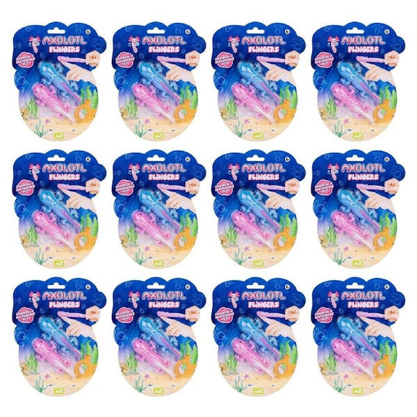 12x 2pc Axolotl Squishy Stretchy Rubber Flingers Fidget Toy 4.7x10cm Axolotl 3+