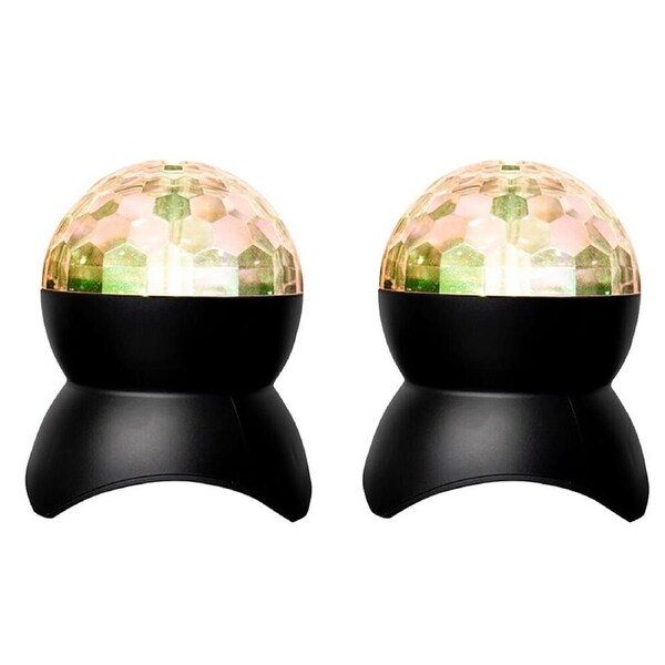 2PK Art + Tech Disco Ball Karaoke LED Party Wireless Speaker 11x13.2cm Black