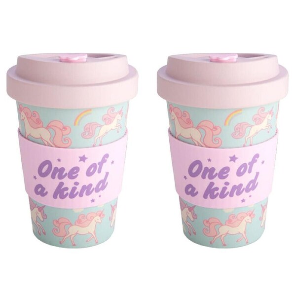 2PK Unicorn Kingdom Eco-To-Go Bamboo 470ml Travel Coffee Cup 6.5x14.5cm Unicorn