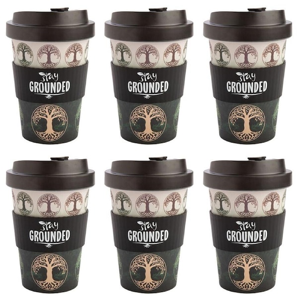 6PK Eco-To-Go Bamboo 470ml Travel Coffee Cup 6.5x14.5cm Tree of Life