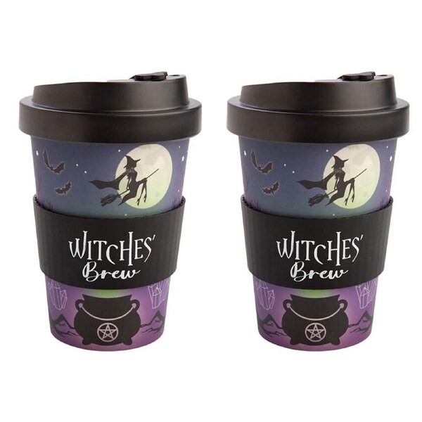 2PK Eco-To-Go Bamboo 470ml Travel Coffee Cup 6.5x14.5cm Witches Brew