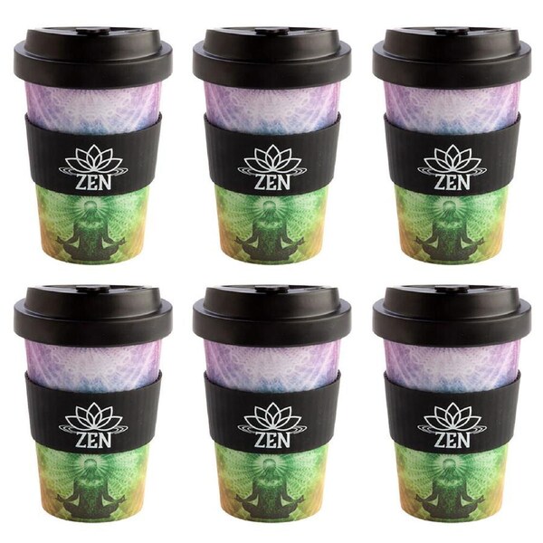 6PK Eco-To-Go Bamboo 470ml Reusable Travel Coffee Cup 6.5x14.5cm Zen