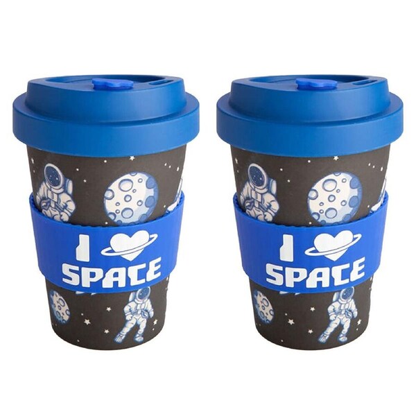 2PK Eco-To-Go Bamboo 470ml Reusable Travel Coffee Cup 6.5x14.5cm Space