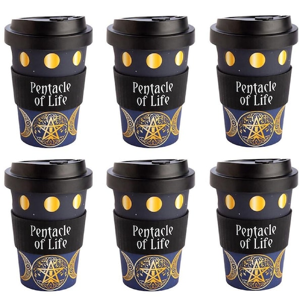 6PK Eco-To-Go Bamboo 470ml Travel Coffee Cup/Mug 6.5x14.5cm Pentacle