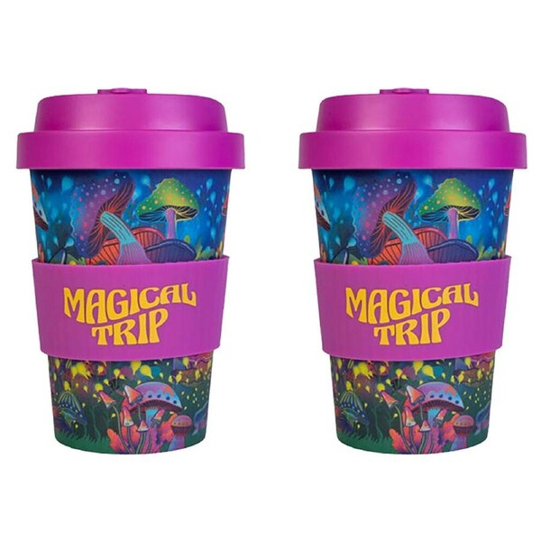 2PK Eco-To-Go Bamboo 470ml Travel Coffee Cup/Mug 6.5x14.5cm Mushroom