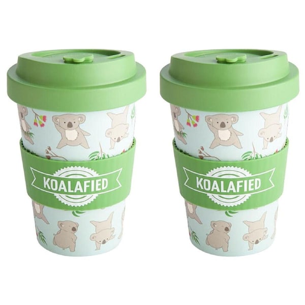 2PK Outback Mates Eco-To-Go Bamboo 470ml Travel Coffee Cup/Mug 6.5x14.5cm Koala