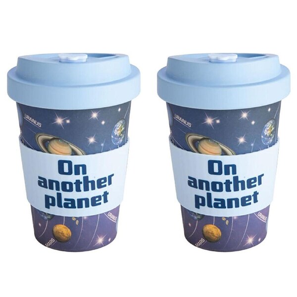 2PK Eco-To-Go Bamboo 470ml Travel Coffee Cup/Mug 6.5x14.5cm Planetary