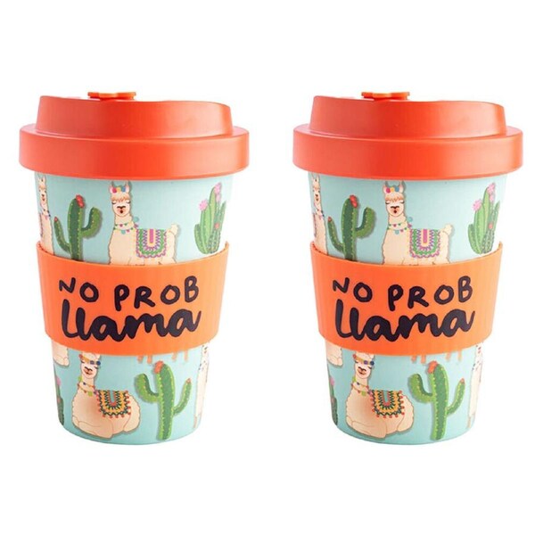 2PK Alpaca Valley Eco-To-Go Bamboo 470ml Travel Cup/Mug 6.5x14.5cm No Prob Llama