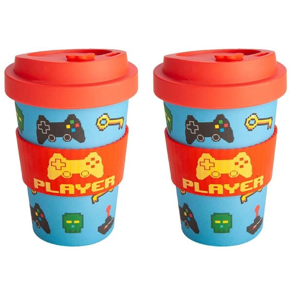 2PK Eco-To-Go Bamboo 470ml Reusable Travel Coffee Cup 6.5x14.5cm Gamer