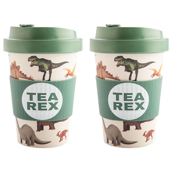 2PK Dino Island Eco-To-Go Bamboo 470ml Travel Coffee Cup/Mug 6.5x14.5cm Dino