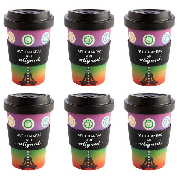 6PK Eco-To-Go Bamboo 470ml Travel Coffee Cup/Mug 6.5x14.5cm Chakra