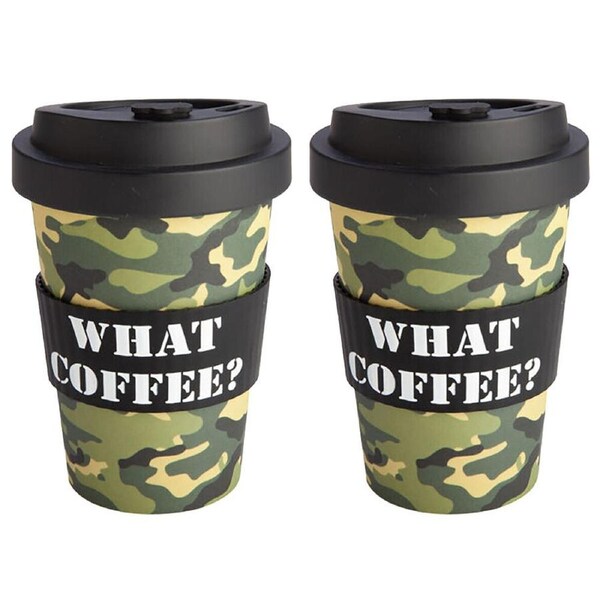 2PK Eco-To-Go Bamboo 470ml Travel Coffee Cup/Tumbler 6.5x14.5cm Camo