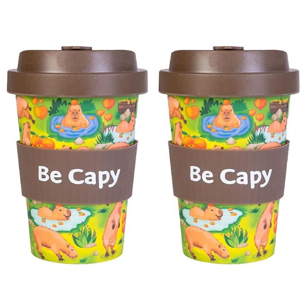 2PK Capybara Eco-To-Go Bamboo 470ml Travel Coffee Cup/Mug 6.5x14.5cm Capybara
