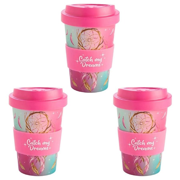 3PK Eco-To-Go Bamboo 470ml Travel Coffee Cup 6.5x14.5cm Dreamcatcher