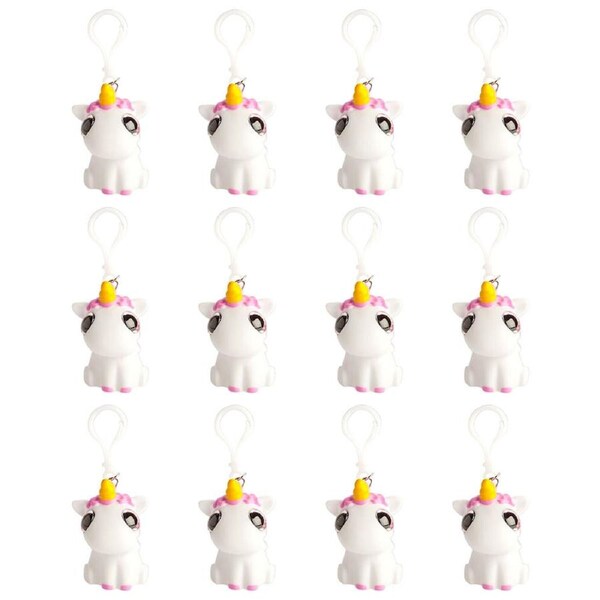 12PK Unicorn Kingdom Eye Popping Keychain/Keyring Unicorn Squeeze Toy 6cm White