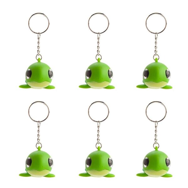 6PK Aquaworld Eye Popping Keychain/Keyring Turtle Squeeze Fidget Toy 6x4cm Green
