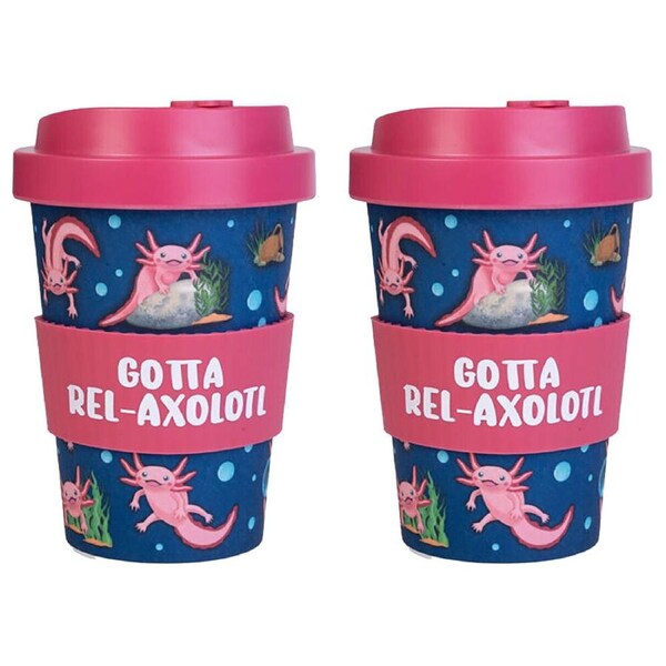 2PK Axolotl Eco-To-Go Bamboo 470ml Reusable Travel Coffee Cup 6.5x14.5cm Axolotl