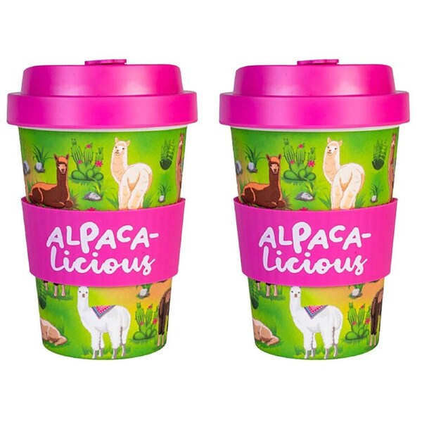 2PK Alpaca Valley Eco-To-Go Bamboo 470ml Travel Coffee Cup/Mug 6.5x14.5cm Alpaca