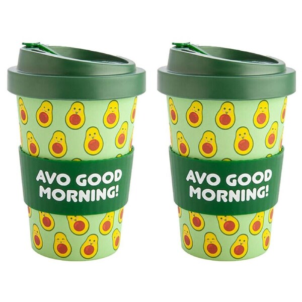 2PK Eco-To-Go Bamboo 470ml Travel Coffee Cup/Mug 6.5x14.5cm Avocado