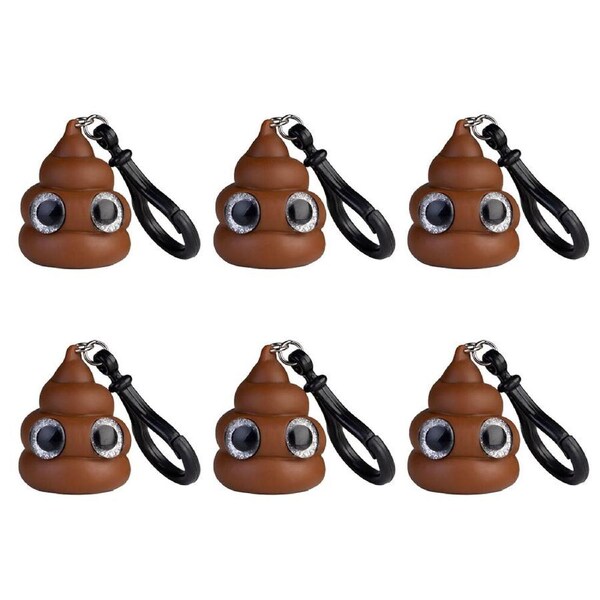6PK Koolface Eye Popping Keychain/Keyring Poo Squeeze Fidget Toy 3.5x4.2cm Brown