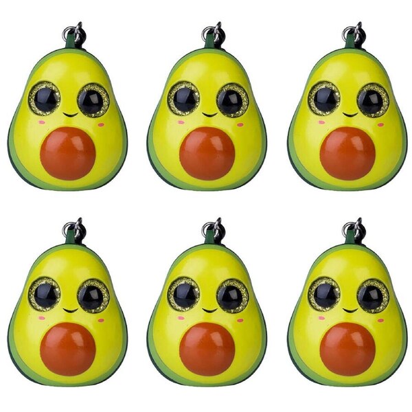 6PK MDI Eye Popping Keychain Avocado Squeeze Stress Relief Toy 5.7x6cm Green