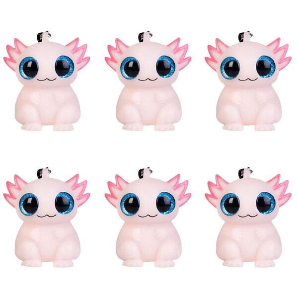 6PK Axolotl Eye Popping Keychain Axolotl Squeeze Stress Relief Toy 5.7x6cm Pink