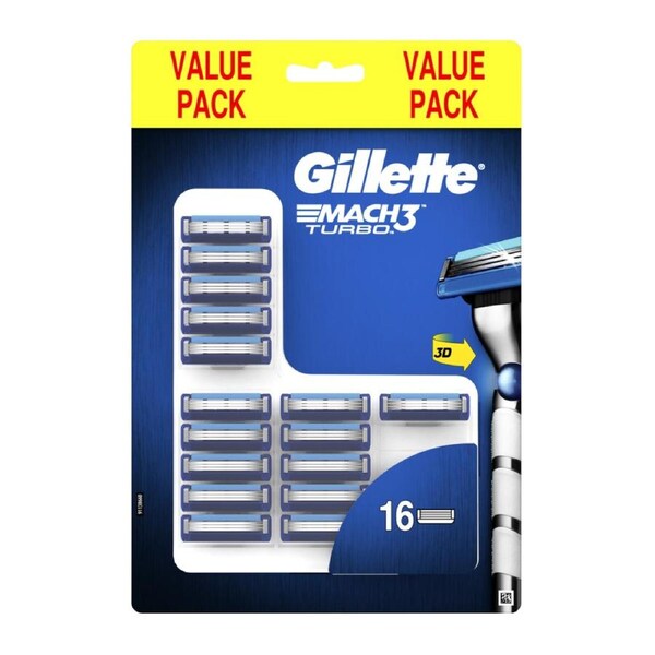 Gillette Mach3 Turbo Razor Blades Refill 16 Pack