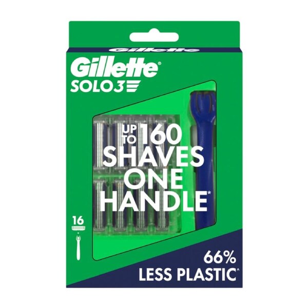 Gillette Solo 3 Razor With Blades Refill 16 Pack
