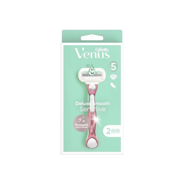 Gillette Venus Deluxe Smooth Sensitive Rose Gold Razor With 2 Blades Refill