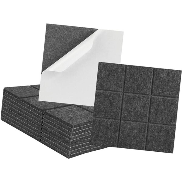iDEER LIFE Acoustic Foam 12Pcs Sound Absorbing Panels Wall Tiles 3X3 Square (Dark Grey)