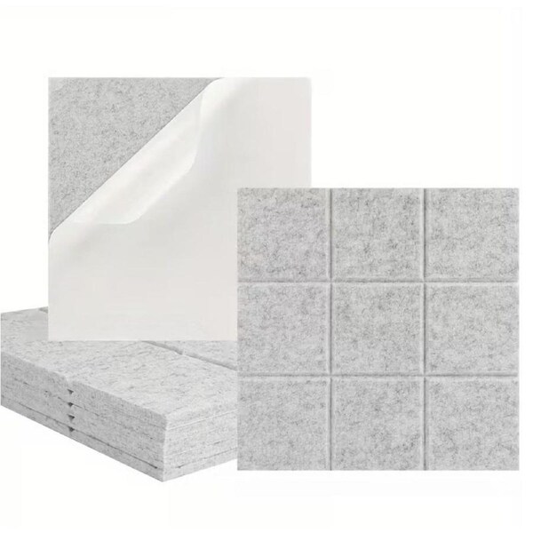 iDEER LIFE Acoustic Foam 12Pcs Sound Absorbing Panels Wall Tiles 3x3 Square (Light Grey)