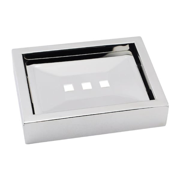 Wall Mount Shower Stainless Steel Soap Dish Holder Chrome Bath Square
