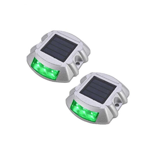 2x Solar Driveway Lights Deck Pathway Lights Solar Dock LED Light Safety Light~Green Light